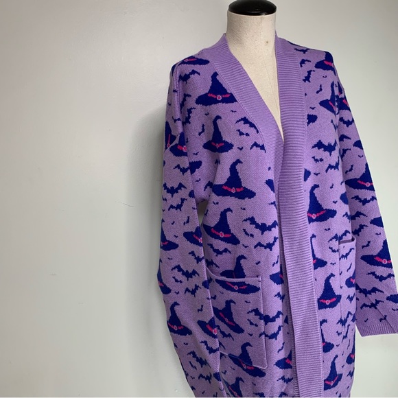 NEW Halloween Plus Size Purple Cardigan Witches Hat by Magnolia Place - Picture 14 of 16